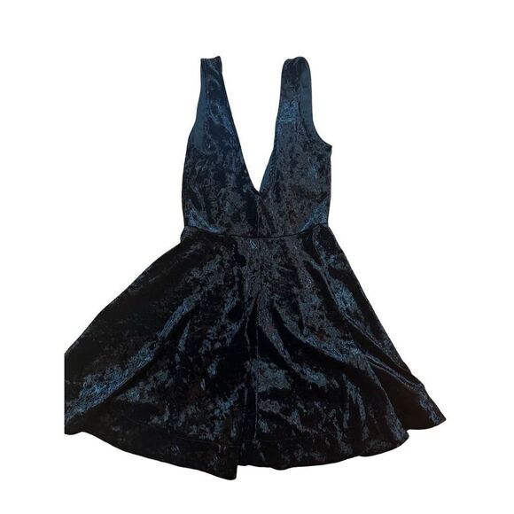 Lulus This Night Black Velvet Backless Skater Dress Sz S - Picture 10 of 12